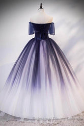 Ombre Ball Gown Semi Formal Prom Dress Quinceanera Dress with Delicate Gold Appliques
